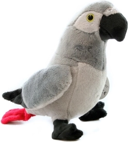 Szürke plüss papagáj 20 cm