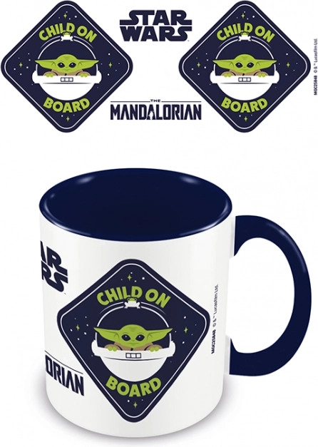 Színes MANDALORIAN bögre „gyermek a fedélzeten” 315 ml