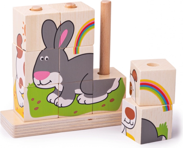 Bigjigs Baby fa felrakható kockák – állatkák