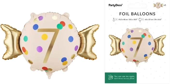 Fólia lufi Bonbon 7-es számmal (színmix)