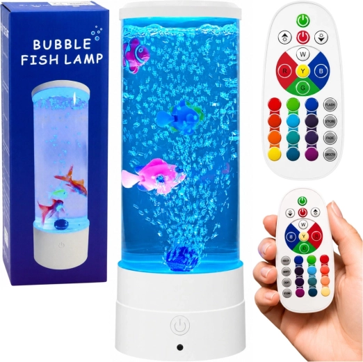 Dekoratív éjjeli LED lámpa akvárium halakkal RGB (16 szín), fehér, USB