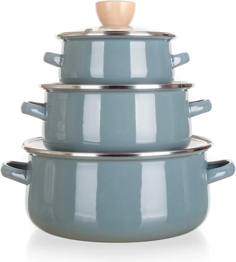 Natural Olive zománcozott lábasok készlete, 6 részes