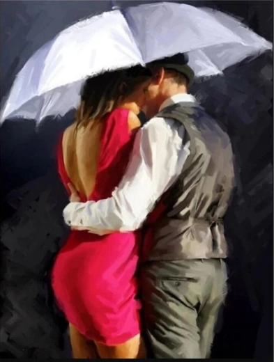 Gyémántmozaik (diamond painting) Esernyő alatt 30 × 40 cm - 1 db