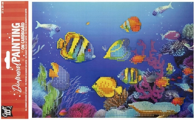 Gyémántfestés táblán – Halacskák 29 × 21 cm