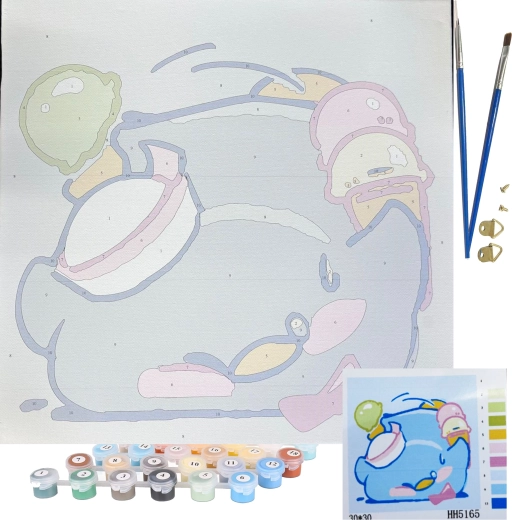 Teljes készlet: festékek, ecsetek, keret