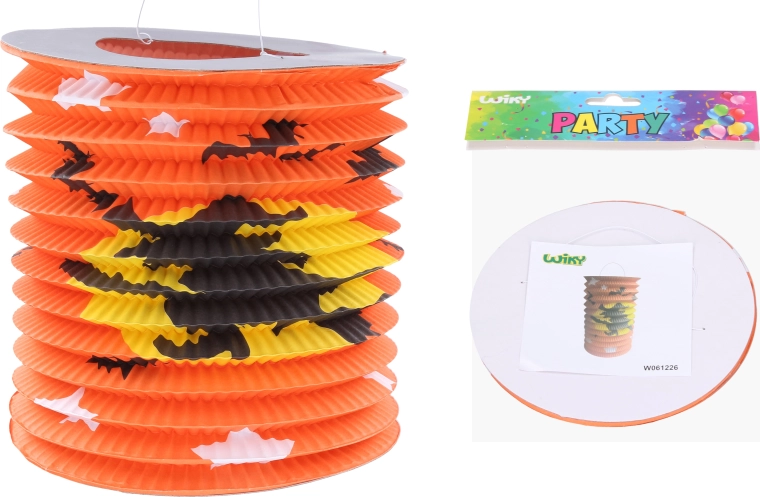 Boszorkány mintás henger lampion 15 × 20 cm - 1 db