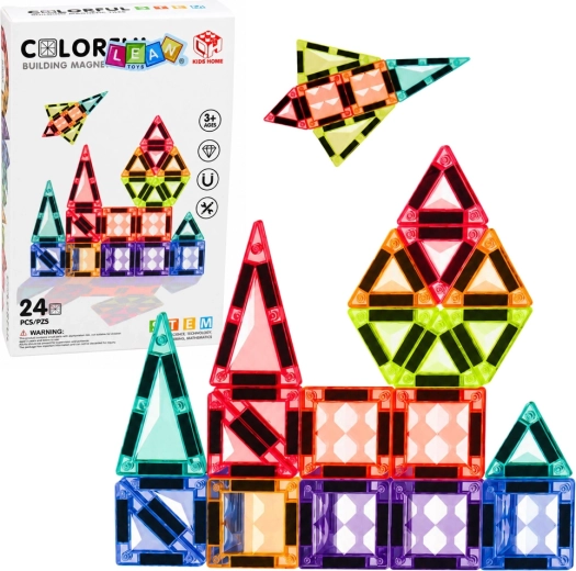 Mágneses építőelemek – színes 3D STEM panelek (24 db)