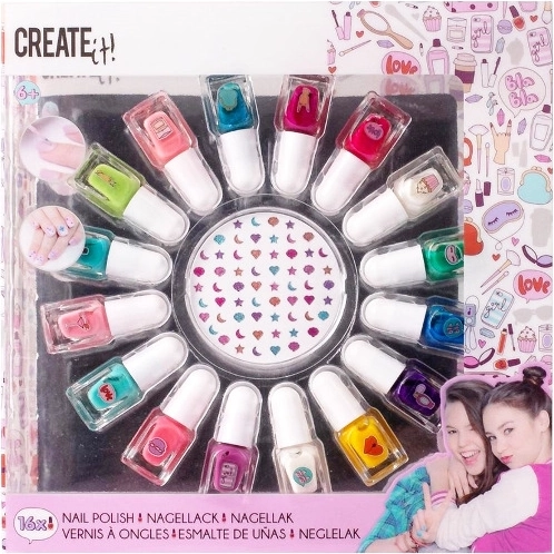 Create It! körömlakkok – 16 színű készlet díszítőkkel