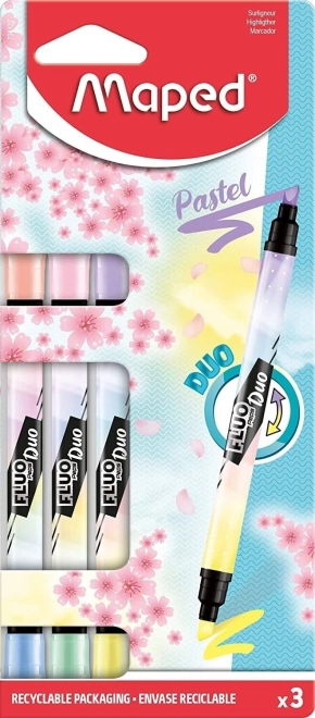 MAPED Fluo Peps Duo Pastel kihúzó, 3 db-os készlet