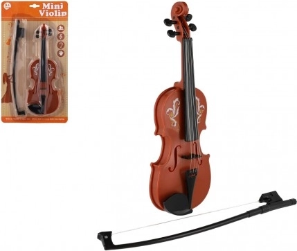 Műanyag mini hegedű 26 cm vonóval gyerekeknek