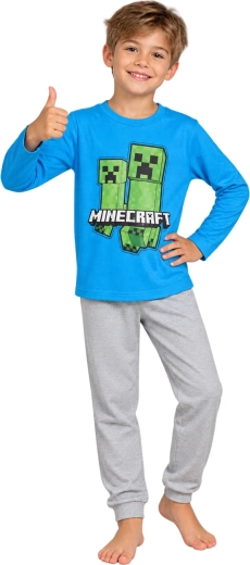 Minecraft gyermekpizsama kék-szürke színben