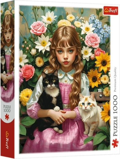 Trefl Puzzle Lány macskákkal 1000 darab