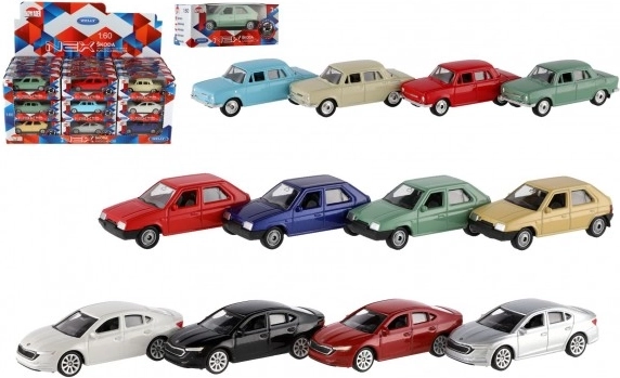 Welly Škoda modellautó 1:60, fém és műanyag, 7 cm, szabadonfutó, színes mix dobozban