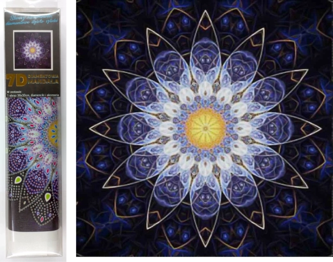 7D gyémántfestés – kék mandala 30 × 30 cm