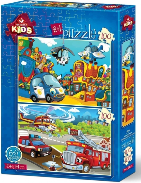 Rendőrség és tűzoltók puzzle 2×100 darab