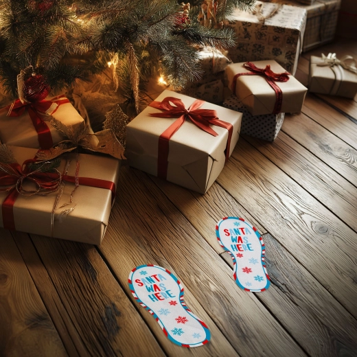 Karácsonyi „Santa was here” lábnyommatrica 25 × 10 cm – 2 darab
