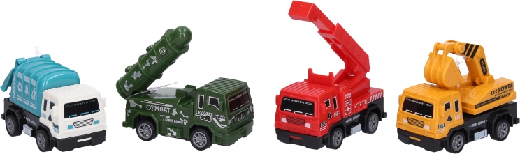 Felhúzós építőipari és katonai játékautó, 8,5 cm
