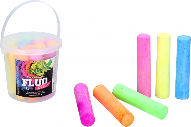 FLUO járdakréták vödörben, 15 db