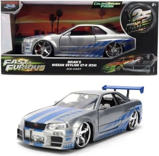 Jada Nissan Skyline GT-R modell a Halálos iramban című filmből, jubileumi kiadás 1:24