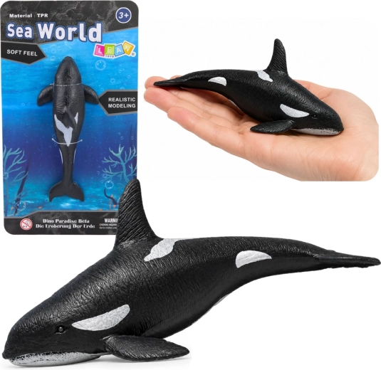 Realista gumiból készült kardszárnyú delfin (orka) figura 17,5 cm