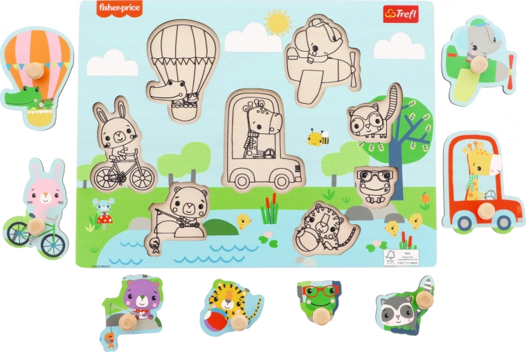 Fisher-Price fa behelyezős puzzle – állatok, 8 darabos