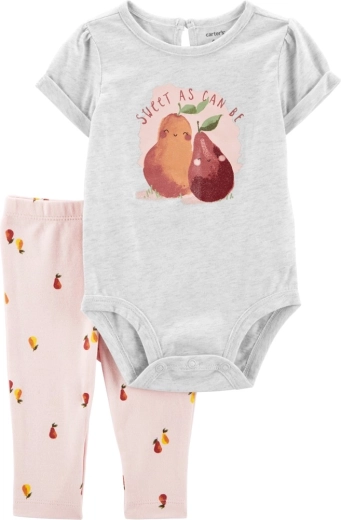 Carter's 2 részes szett rövid ujjú bodyval és leggingsszel Grey Pears mintával kislányoknak (NB)
