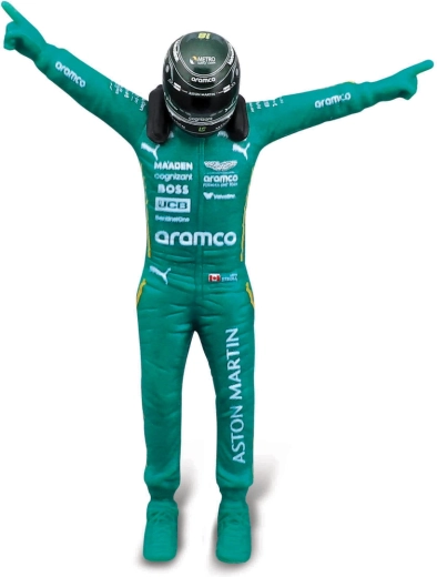 F1 versenyző figura bajnoki pózban