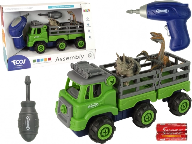 Szállító teherautó dinoszauruszokkal