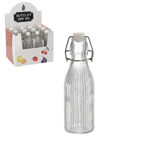 Kerek üvegpalack 200 ml mechanikus (patentzáras) kupakkal (12 db)