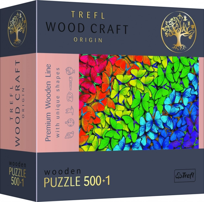 Fa puzzle Trefl Wood Craft Szivárványos pillangók 501 darab