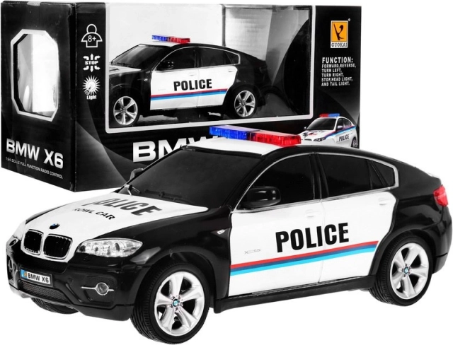 Rendőrautó BMW X6 gyerekeknek 8+ Távirányítós rendőrség 1:24 Fények Rooster