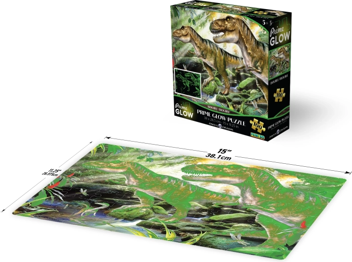 Világító 3D puzzle – dupla dinoszaurusz-vész, 100 darab