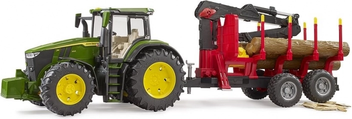 Bruder Traktor John Deere hátsó pótkocsival és rönkökkel