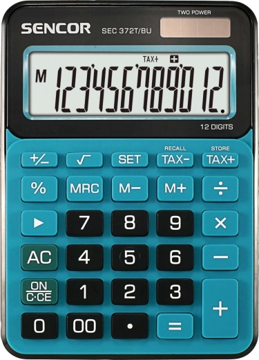 Asztali számológép SEC 372BU nagy, 12 számjegyes LCD kijelzővel