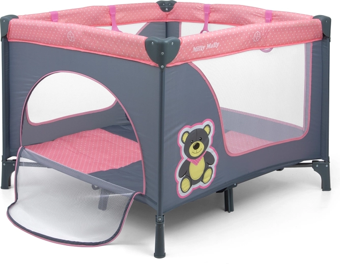 Milly Mally Fun Pink Bear utazóágy és járóka