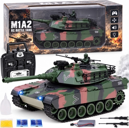 Távirányítós Abrams M1A1 RC tank 2,4 GHz 45 cm – lövés, füst, hang és fények