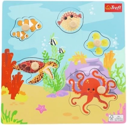 Fa puzzle Tengeri állatok, 5 darab