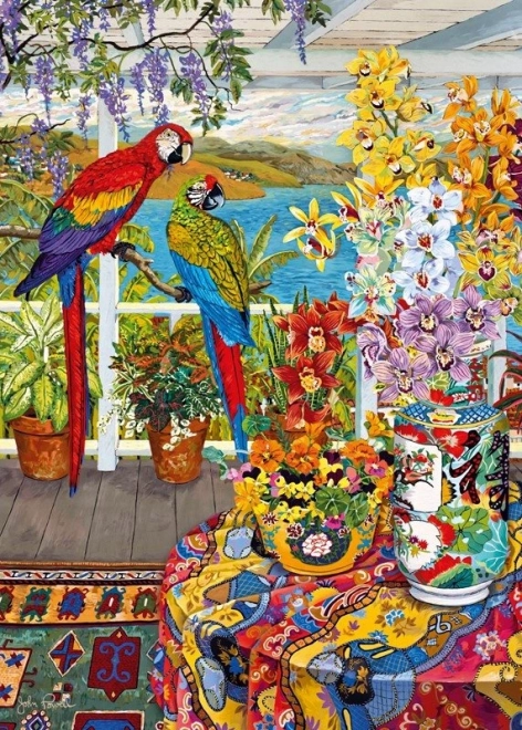 Papagájok a verandán puzzle 1000 darab