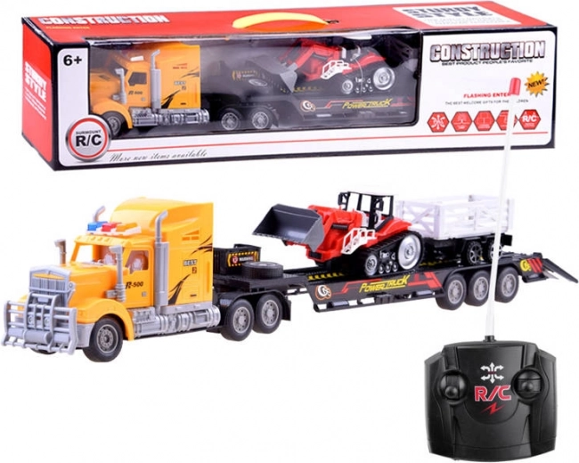 RC nyergesvontató alacsony platós pótkocsival és traktor utánfutóval – Rc0208