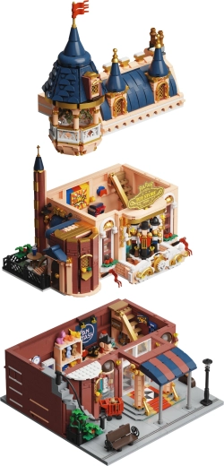 Moduláris, háromszintes építmény játékhoz és kiállításhoz