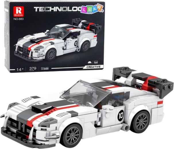 Építőkészlet sportautó Viper – fehér-piros, 379 darab