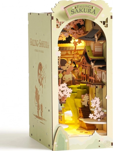 ROBOTIME FALLING SAKURA 3D könyvtámasz meleg LED világítással (fa építőkészlet)