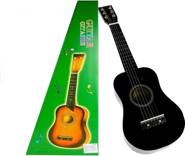 Klasszikus Fa Gitár Pengetővel Fekete 60 cm
