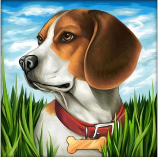 Gyémántmozaikás kép (diamond painting) Beagle kutya 30 × 30 cm – 1 db