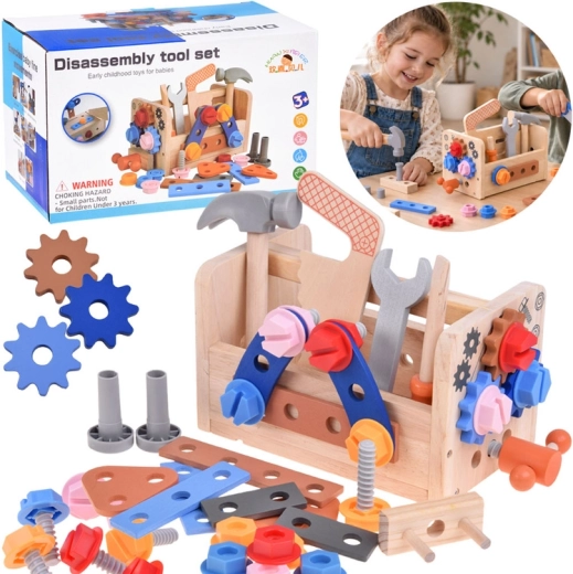 Fa gyerek szerszámos bőrönd szerszámokkal és mini műhellyel