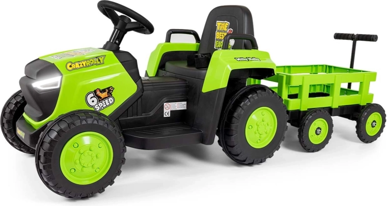 Milly Mally elektromos traktor Rolly green utánfutóval