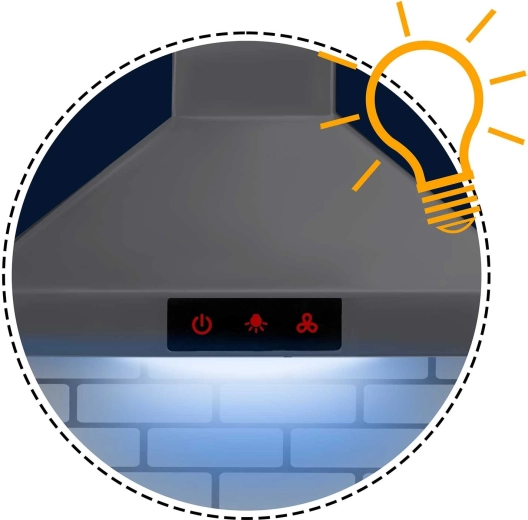 Világító páraelszívó vezérlőpanellel