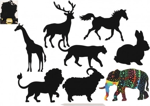 Állatos kaparásos képek - szivárvány 8db