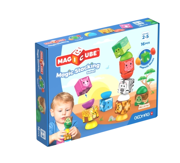 Geomag Magicube Safari mágneses építőjáték állatkákkal, 16 darabos