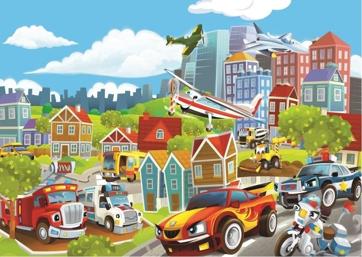 Közlekedési eszközök puzzle, 100 darab